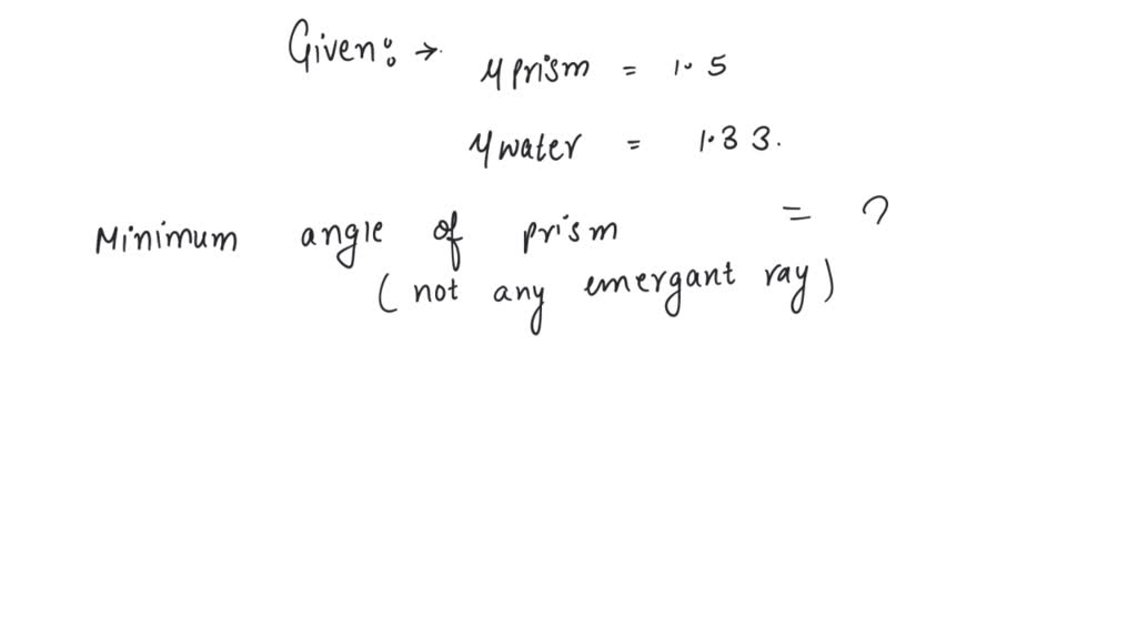 SOLVED A glass prism of refractive index 1.5 is placed in water of