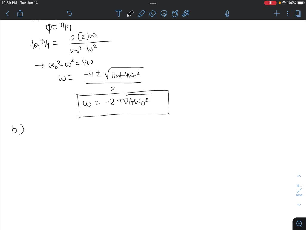 SOLVED Consider a harmonic oscillator with linear drag, driven by an