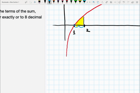 points-on-a-sketch-of-y-inx-represent-the-left-riemann-sum-with-n-2-approximating-inx-dx-write-out-the-terms-of-the-sum-but-do-not-evaluate-it-that-means-that-you-enter-the-area-of-each-rect-02123