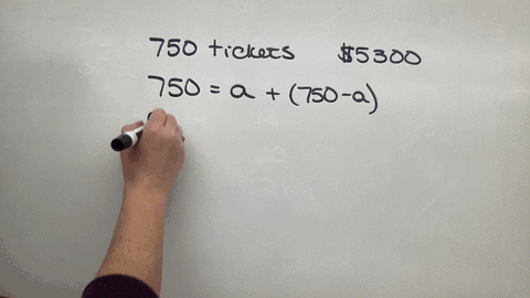suppose-750-tickets-were-sold-for-concert-with-total-revenue-of-5300-if-adult-tickets-were-s8-and-student-tickets-were-450-how-many-of-each-type-of-ticket-were-sold-solve-using-only-one-vari-97653