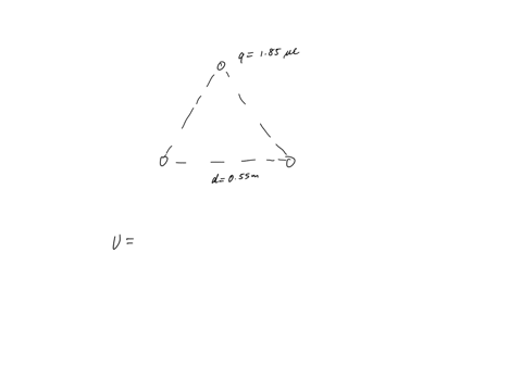 three-equal-point-charges-each-with-charge-185-c-are-placed-at-the-vertices-of-an-equilateral-triangle-whose-sides-are-of-length-0550-m-what-is-the-electric-potential-energy-u-of-the-system-99815