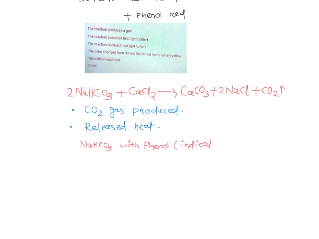 SOLVED What happens when sodium bicarbonate and calcium chloride are mixed together, along with