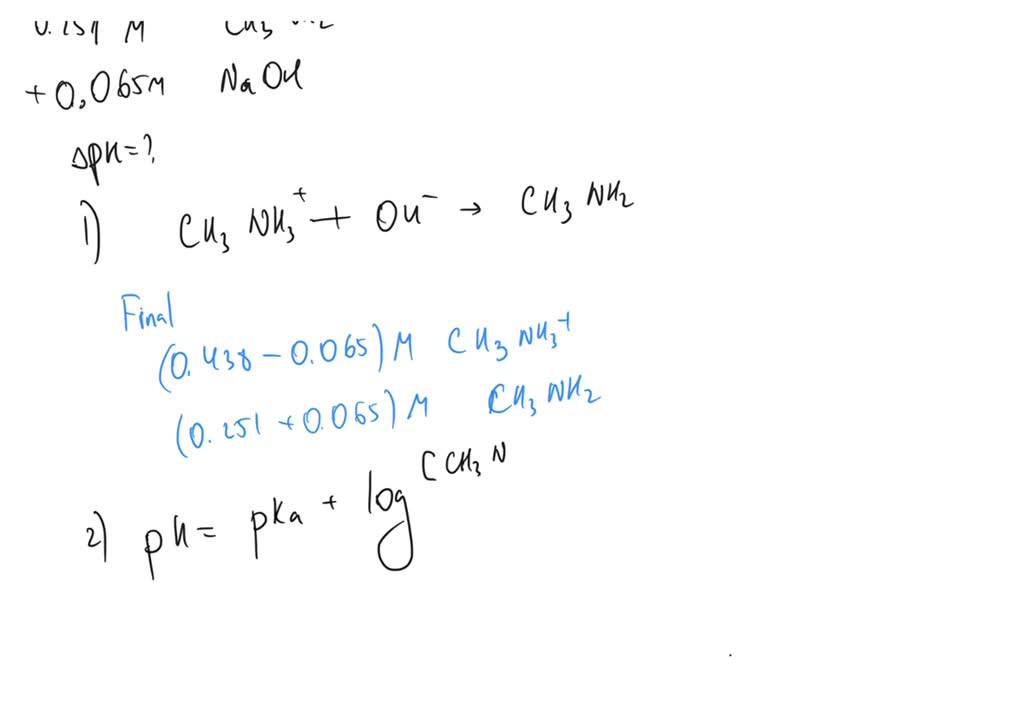 SOLVED: A buffer solution contains 0.438 M CH3NH3Br and 0.251 M CH3NH2 ...