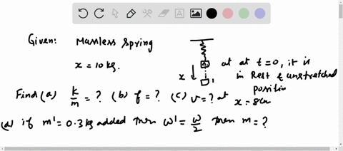 1-a-massless-spring-with-spring-constant-k-hangs-from-the-ceiling-with-a-small-object-of-mass-m-attached-to-its-lower-end-the-object-is-initially-held-at-the-springs-rest-position-the-object-56157
