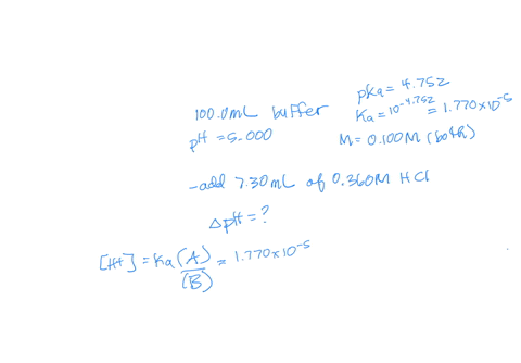 a-beaker-with-1000-ml-of-an-acetic-acid-buffer-with-a-ph-of-5000-is-sitting-on-a-benchtop-the-total-molarity-of-acid-and-conjugate-base-in-this-buffer-is-0100-m-a-student-adds-730-ml-of-a-0360-m-hcl-s