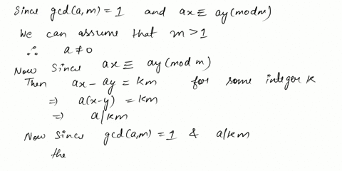7-1-pta-prove-the-cancelation-law-for-congruences-if-ax-aymod-m-and-gcdam-1-then-y-mod-m-by-making-use-of-the-multiplicative-inverse-of-a-1-pt-b-show-that-the-cancelation-law-fails-if-gcdam-55507