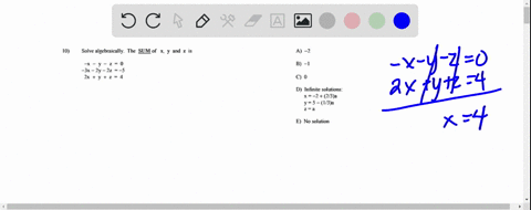 10-solve-algebraically-the-sum-of-and-a-2-y-2-jx-zy-2z-2x-y-2-b-e-infinite-solutions-12-2-23a-y-5-h3ja-z-1-no-solution-96463