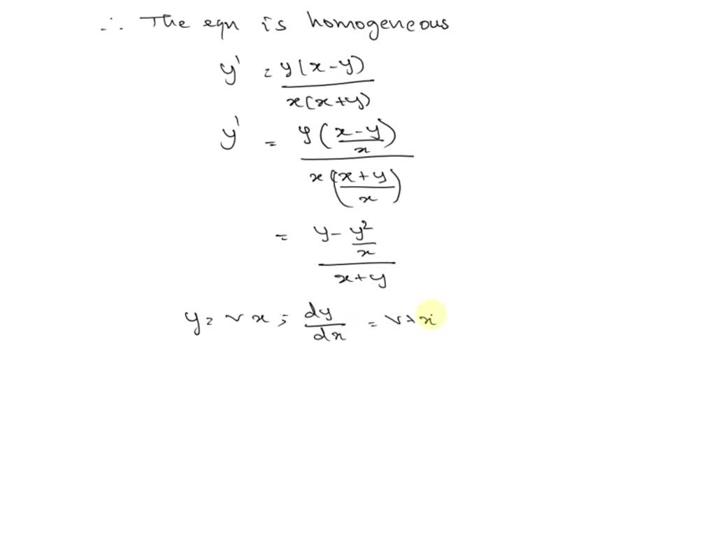 Solved Determine Whether The Given Differential Equation Is Homogeneous And If So Find The