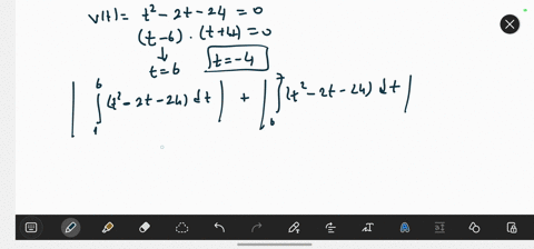 the-velocity-function-in-meters-per-second-is-given-for-a-particle-moving-along-a-line-vt-t2-2t-24-1-t-7-a-find-the-displacement-mb-find-the-distance-traveled-by-the-particle-during-the-give-75526