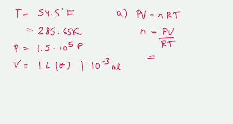 question-1-2-pts-an-ideal-gas-at-545f-and-a-pressure-of-150-x-105-pa-is-in-a-container-having-volume-of-100-a-determine-the-number-of-moles-of-gas-in-the-container-b-the-gas-pushes-against-a-79953