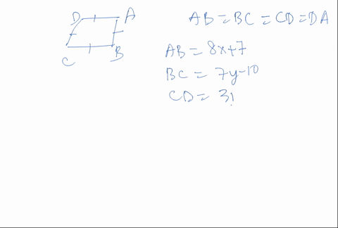 abcd-is-a-rhombus-ab-8x-7-bc-7y-10-cd-31-da-y-solve-for-x-and-y-21396