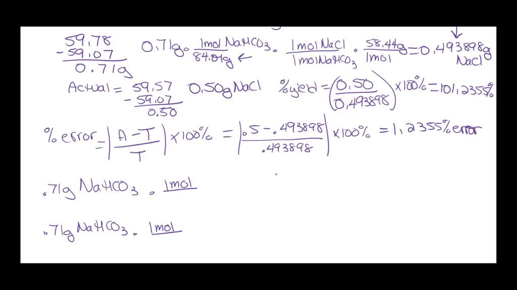 SOLVED Mass of beaker 145.03g Mass of beaker +NaHCO3 146.53g Mass of