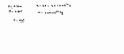 alpha-particles-each-having-a-charge-of-2e-and-a-mass-of-664-10-27-kg-are-accelerated-in-a-uniform-080-t-magnetic-field-to-a-final-orbit-radius-of-030-m-the-field-is-perpendicular-to-the-vel-20807