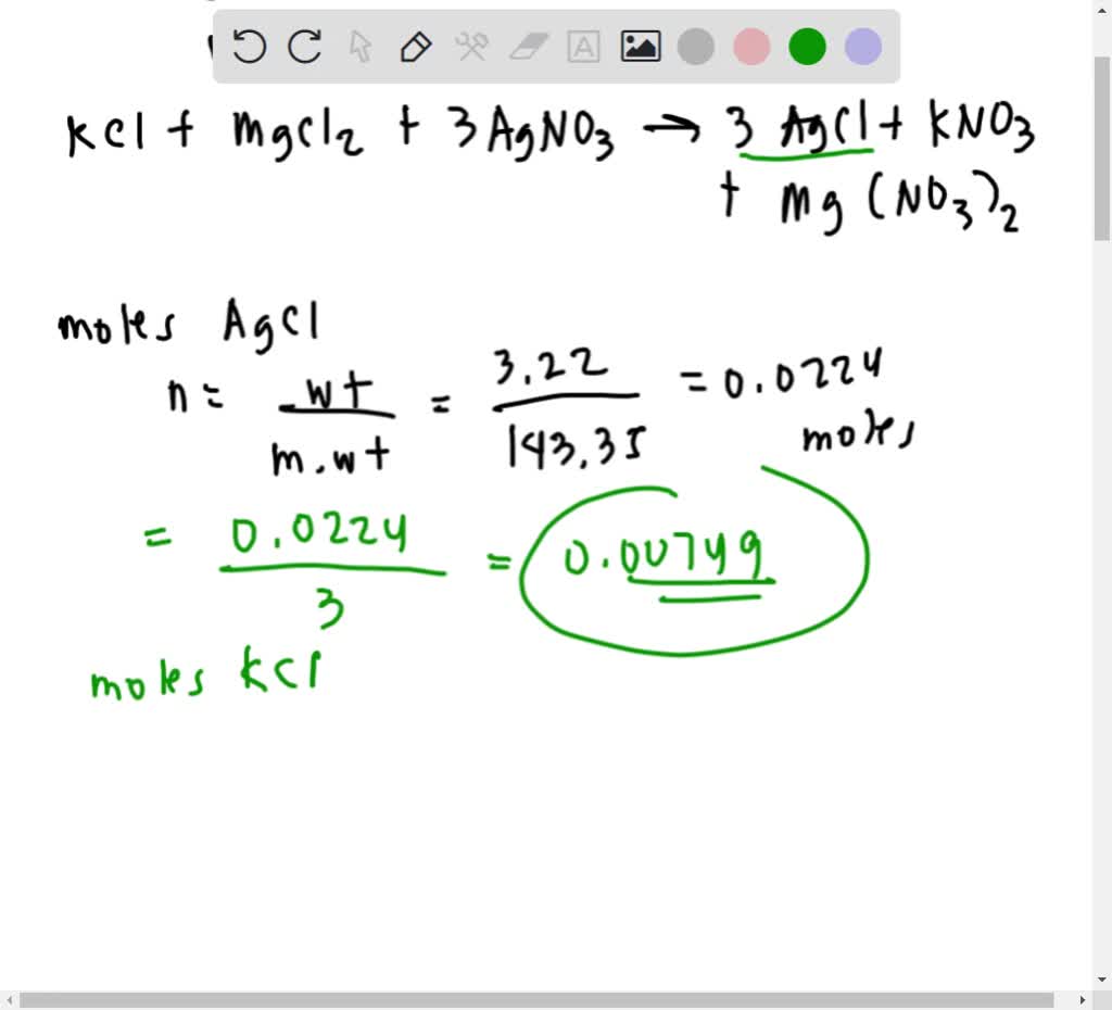 SOLVED: A 1.26 g sample of a mixture of KCl and MgCl2 is treated with ...