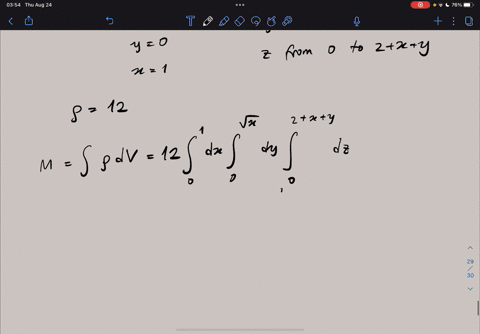 find-the-mass-and-center-of-mass-of-the-solid-e-with-the-given-density-function-e-lies-under-the-plane-z-2-x-y-and-above-the-region-in-the-xy-plane-bounded-by-the-curves-y-vxy-and-x-1-px-y-2-10875