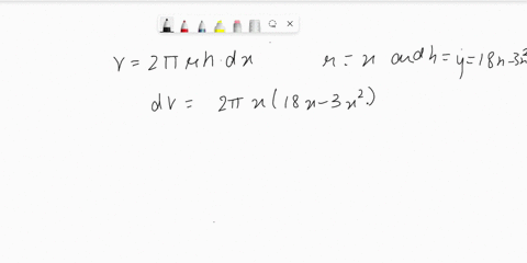 4-points-the-volume-of-the-solid-obtained-by-rotating-the-region-enclosed-by-y-18x-3x2-y-0-about-the-y-axis-can-be-computed-using-the-method-of-cylindrical-shells-via-an-integral-with-limits-52184