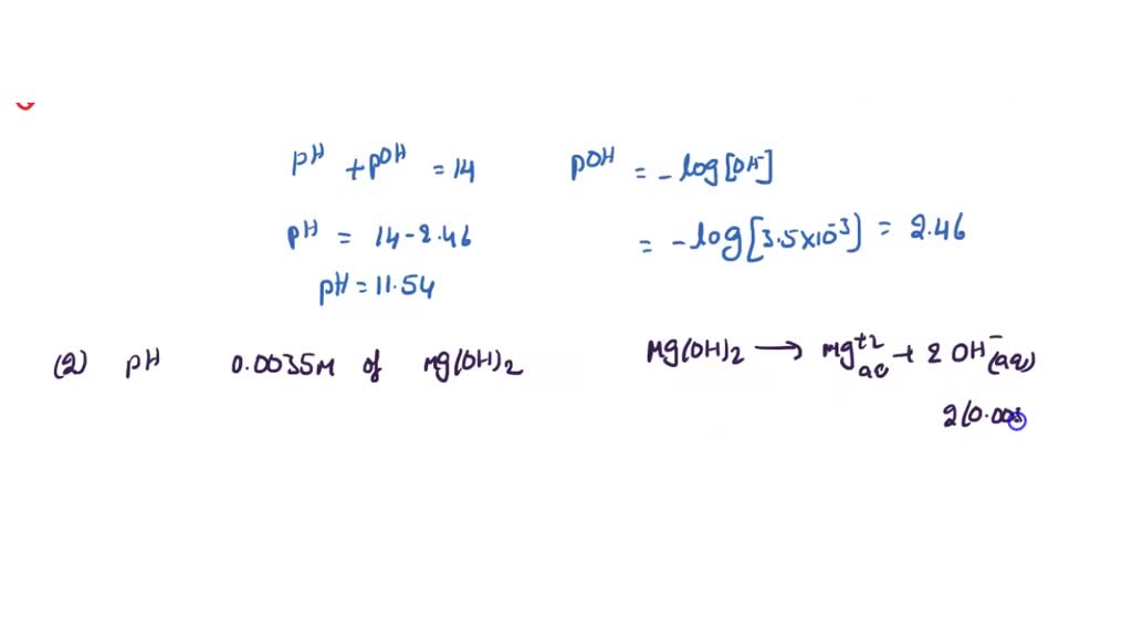 SOLVED: A) What is the pH of a 0.0035 M LiOH solution? Provide a ...