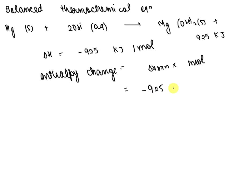 SOLVED a) The enthalpy change for the reaction in which solid