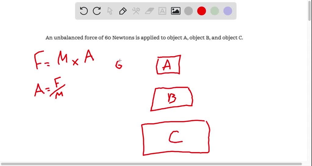 SOLVED An unbalanced force of 60 Newtons is applied to object A