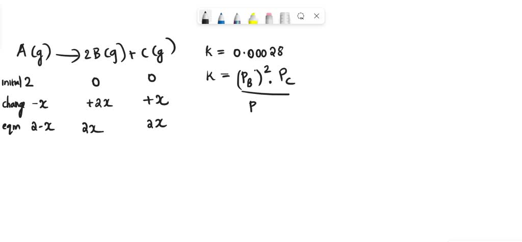 SOLVED: Consider the reaction: A(g) 2B(g) C(g) which has an equilibrium ...
