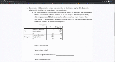 examine-the-spss-correlation-output-and-determine-its-significance-alpha05-determine-whether-it-is-significant-or-not-and-state-your-conclusion-a-dr-smith-is-worried-about-violence-on-tv-and-13302