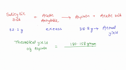 in-the-reaction-shown-721-g-salicylic-acid-c7h6o3-reacts-with-excess-acetic-anhydride-c4h6o3-producing-388-g-of-aspirin-c9h8o4-c7h6o3sc4h6o3lc9h8o4sch3co2hl-calculate-the-percent-yield-of-th-37542