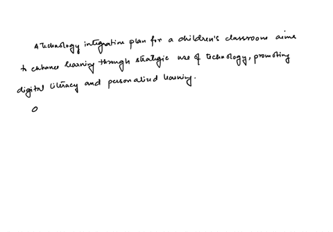provide-an-overview-of-a-good-technology-integration-plan-for-a-childrens-classroom-include-its-purpose-and-objectives-then-briefly-outline-the-key-areas-you-will-focus-on-in-the-plan