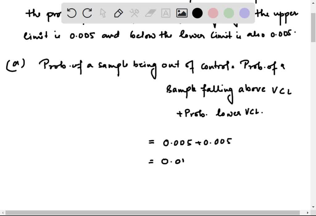 SOLVED: Consider a x control chart with 0.005 probability limit; What ...