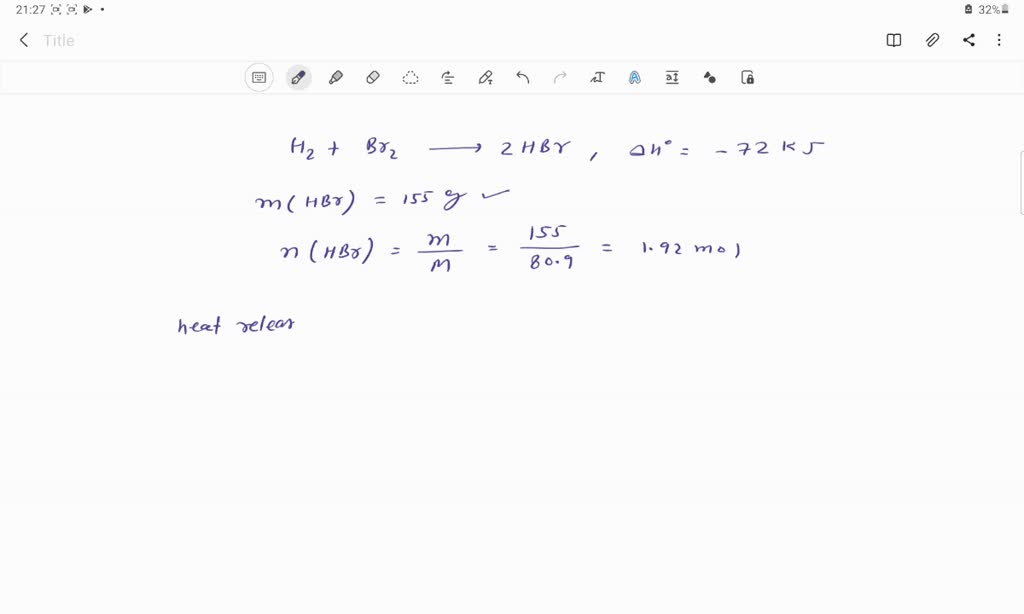 SOLVED: Hydrogen Gas And Bromine Gas React To Form Hydrogen Bromide Gas ...