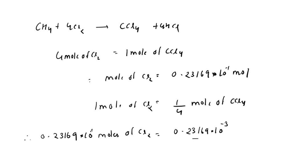 SOLVED Methane gas and chlorine gas react to form hydrogen chloride