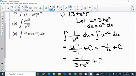 compute-the-following-indefinite-integrals-a-int-fracexleft3exright2-d-x-b-int-fracesqrtxsqrtx-c-int-ex-cos-leftexright-d-x