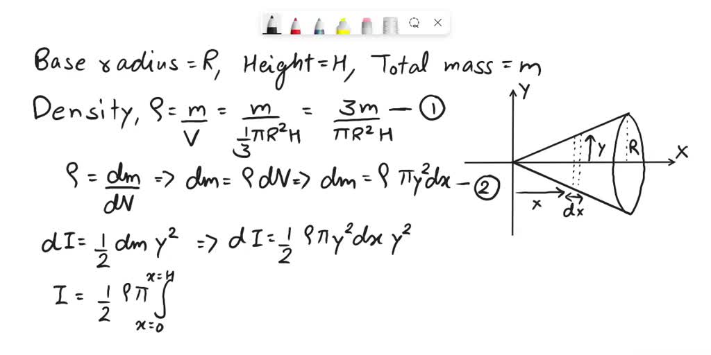 SOLVED Find the moment of inertia of a right circular homogeneous cone