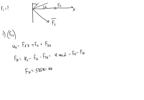 if-the-magnitude-of-the-resultant-force-acting-on-the-bracket-is-to-be-585-n-directed-along-the-positive-u-axis-given-that-f2-240-n-fz-460-n-and-a-350-determine-the-magnitude-of-f1-and-its-d-03205
