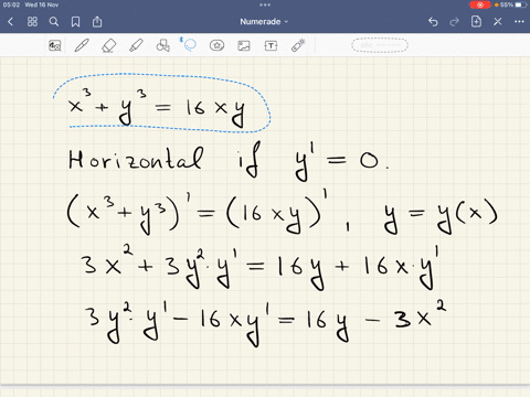 find-a-point-on-the-curve-x-16xy-other-than-the-origin-at-which-the-tangent-line-is-horizontal-if-an-answer-does-not-exist-enter-dne-xy-80833