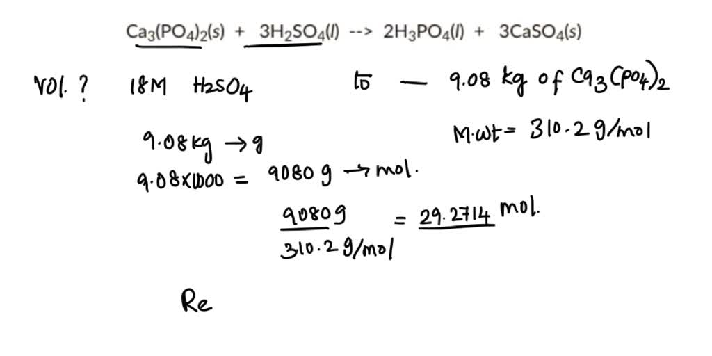 SOLVED: Phosphoric acid is prepared from phosphate rock, Ca3(PO4)2 ...