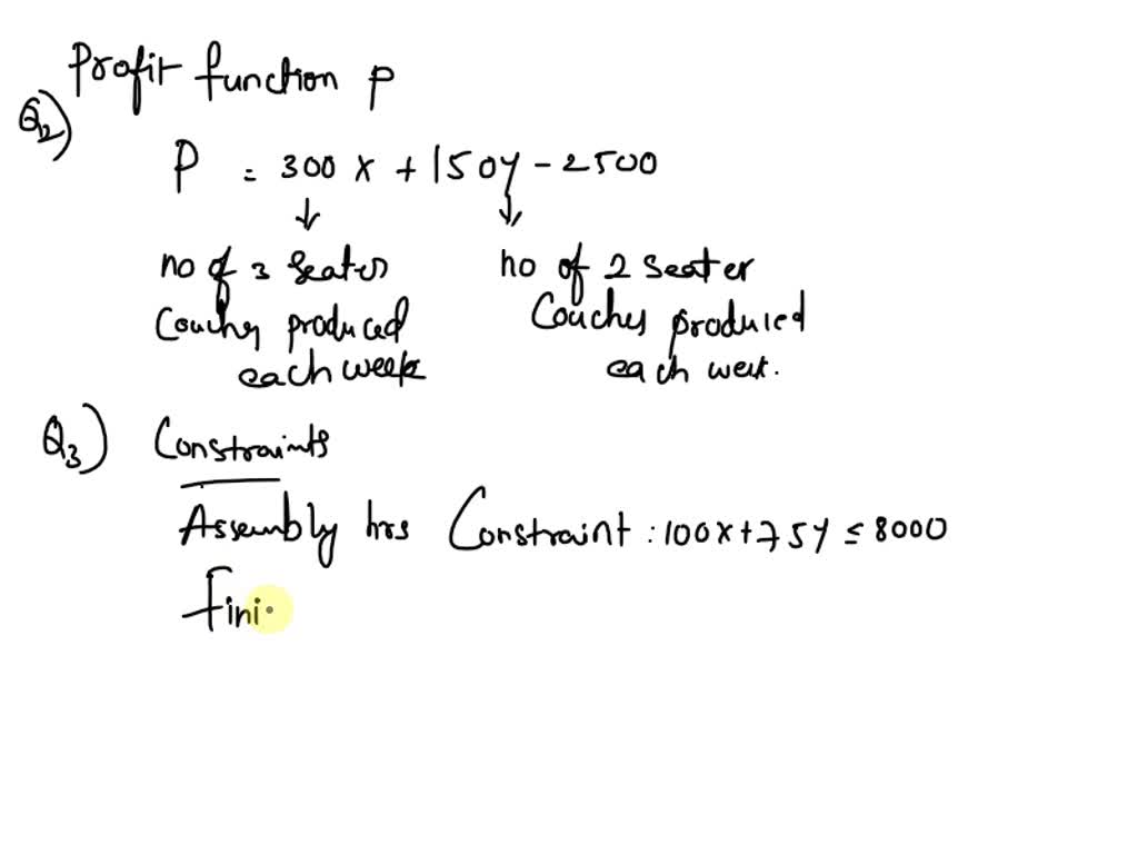 SOLVED Q2. A specialist furniture manufacturer makes threeseater and