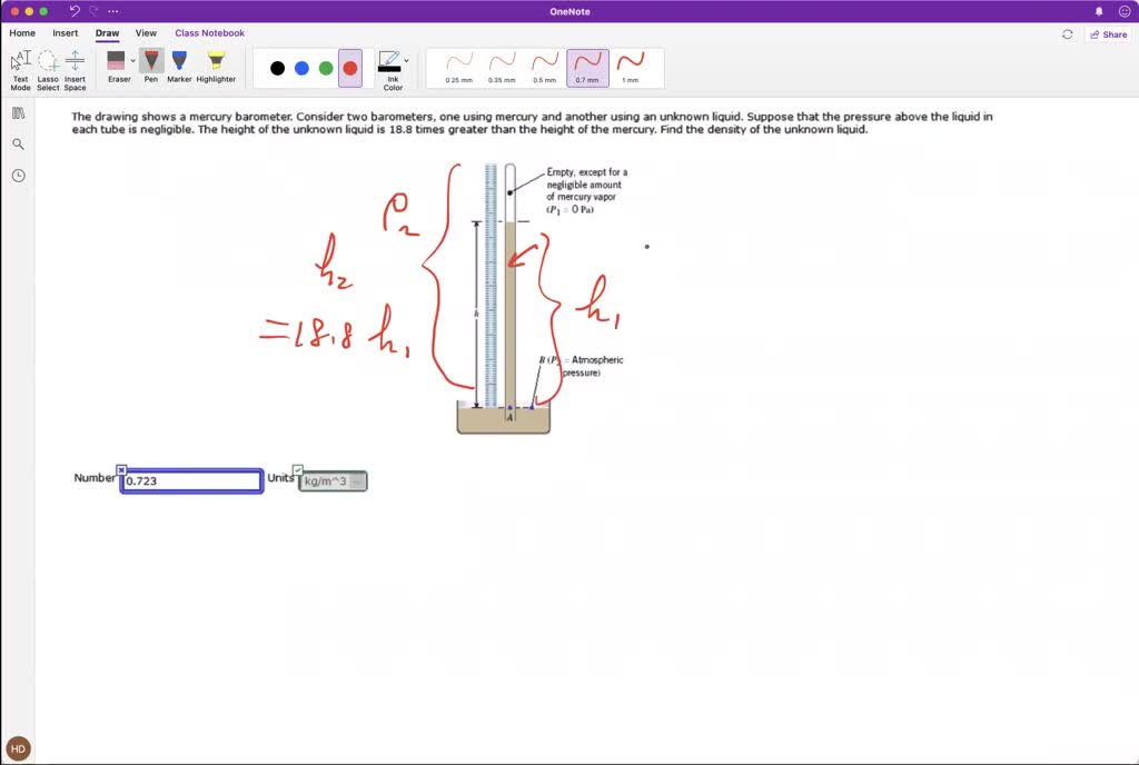 SOLVED The drawing shows a mercury barometer. Consider two barometers