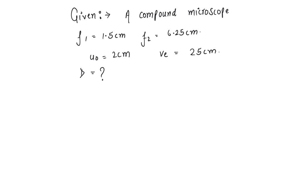 SOLVED In a compound microscope, the focal lengths of two lenses are 1.5 cm and 6.25 cm an