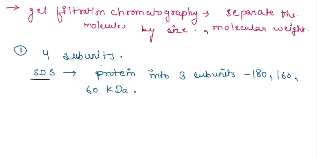 SOLVED 4 Subunit Composition of a Protein Using gel filtration