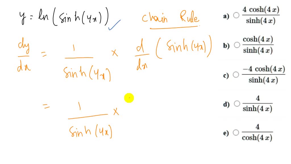 SOLVED: Find the derivative Y =X sinh-1(x/2) 4 +x2 y'(x) (a) Show that ...