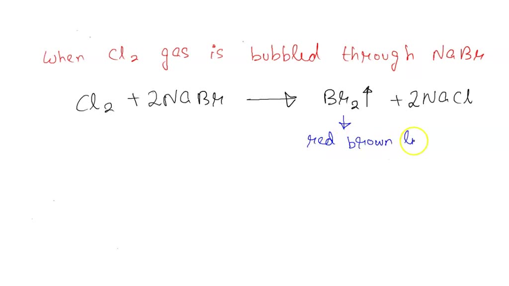 Which products would form if chlorine gas was bubbled through a solution of sodium bromide?