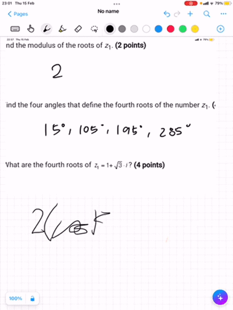 10-find-the-fourth-roots-of-the-complex-number-z_11sqrt3-cdot-i-part-i-write-z_1-in-polar-form-2-points-2leftcos-60circi-sin-60circright-part-ii-find-the-modulus-of-the-roots-of-z_1-2-points-part-iii-