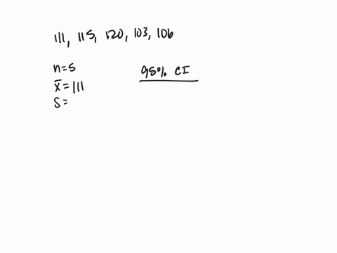 the-weights-at-birth-of-five-randomly-chosen-baby-giraffes-were-111-115-120-103-and-106-pounds-assume-the-distribution-of-weights-is-normally-distributed-find-a-95-confidence-interval-for-th-31605