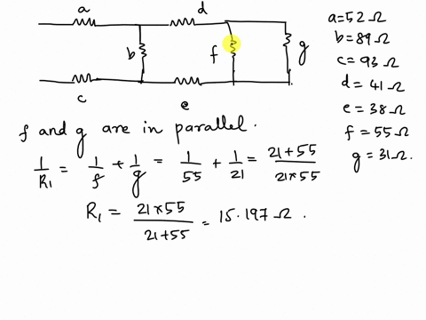 calculate-the-equivalent-resistance-of-this-circuit-between-the-2-terminals-use-the-values-a-52-b-89-c-93-d-41-e-38-f-55-and-g-31