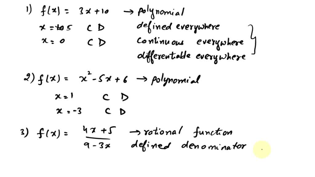 Solved Determine If The Given Function Is Continuous And Differentiable At The Indicated Values 3030