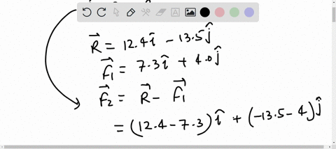 resultant-of-two-forces-f1-and-f2-is-described-by-the-expression-r-124i-135j-n-if-f1-is-represented-by-the-expression-f1-73i-40j-n-determine-the-magnitude-and-the-direction-of-other-force-f2-33885