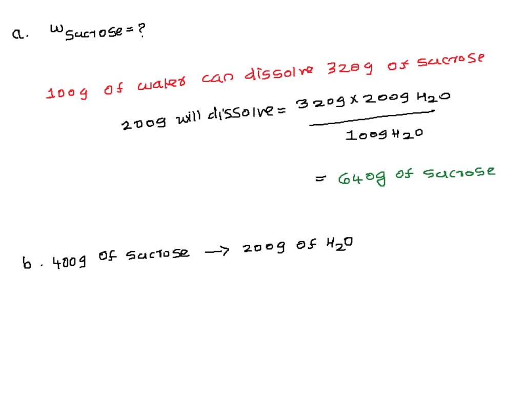 SOLVED the solubility of sucrose in water is very high. At 70 degree