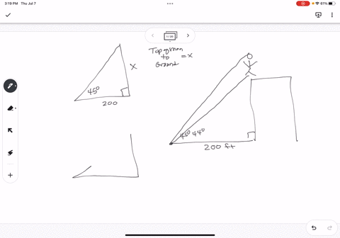 a-transit-is-200-feet-from-the-base-of-a-building-there-is-man-standing-on-top-of-the-building-the-angles-of-elevation-from-the-top-and-bottom-of-the-man-are-45-degrees-and-44-degrees-what-i-43795