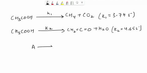 the-gas-phase-decomposition-of-acetic-acid-at-1189-mathrmk-proceeds-by-way-of-two-parallel-reactions-77863