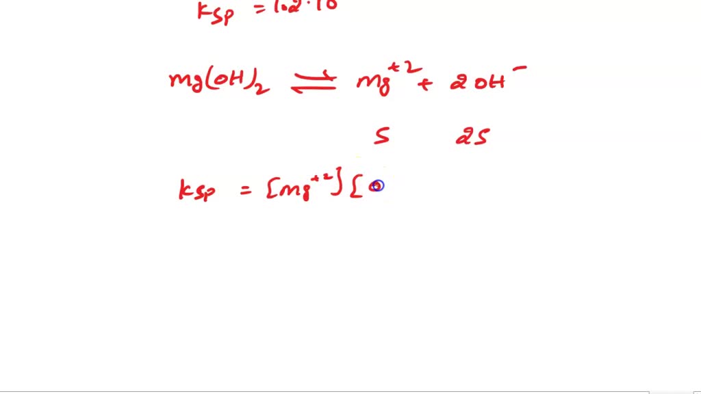 SOLVED 23. The Kyof magnesium hydroxide is 1.2xl0" Find the
